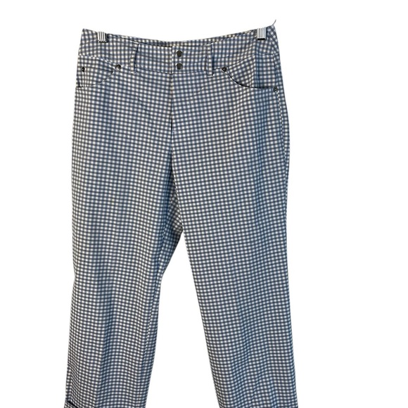 Anthropologie Sitwell Capri Checkered Pants Mid Rise Stretchy Straight Leg Sz 4 - Picture 3 of 10